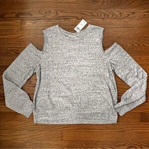 NWT A&F Gray Cold Shoulder Women's Top